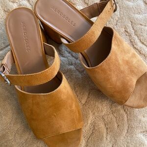 Aerosoles mule cognac suede